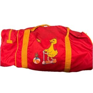Vintage Sesame Street Duffle Bag Gym Satchell Big Bird 80s Red Orange